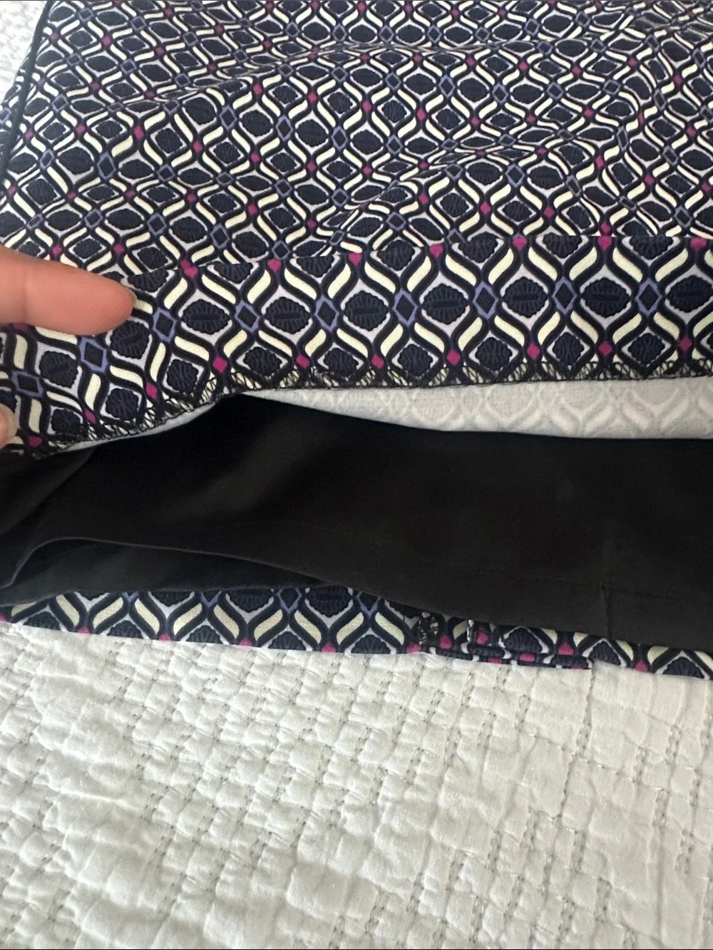 Adrianna Papell Navy Geometric Pencil Skirt Size 10 USA